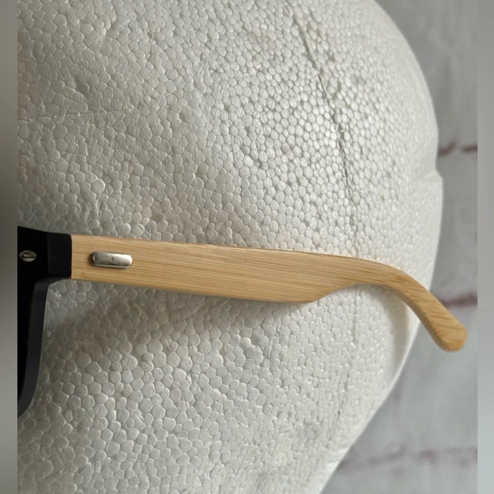 JOE’S SPECS 2 PAIR Black & Bamboo/Faux Wood Frame Sunglasses UV 400 NEW - Picture 4 of 16